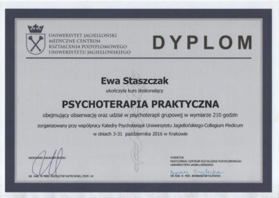 Dyplom psychoterapeuty - Ewa Staszczak