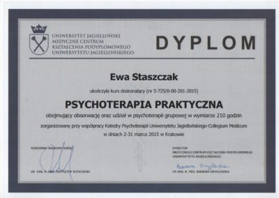 Dyplom - psychoterapeuta Ewa Staszczak