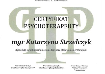 Katarzyna Strzelczyk Certyfikat